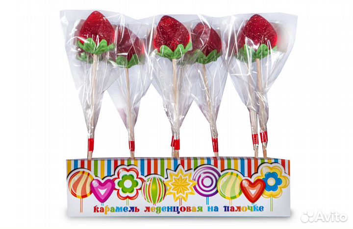 Леденцы на палочке Клубничка(20 гр) 40 шт в кор