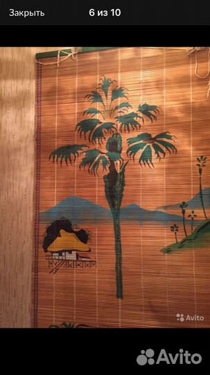 Картина из бамбука винтаж ретро жалюзи дерево