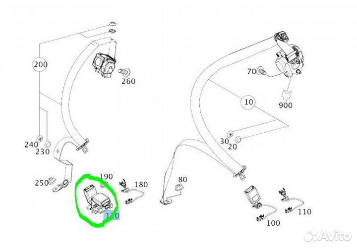 Ответная часть ремня безопасности задняя