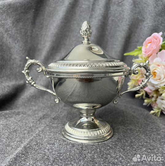 Сахарница винтажная оловянная