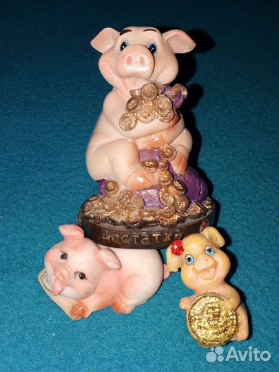 Поросёнок/ свинка, 3 денежные фигурки