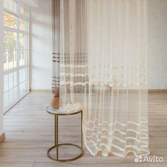 Тюль фрида айвори готовый на окна пошив