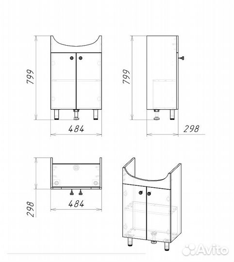 Тумба под раковину Grossman Крит-Эко 50 105005 Бе