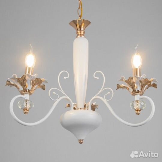 Люстра 'Лиолет' 3хЕ14 40Вт бело-золотой 56х70х56 с