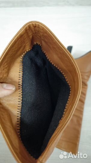 Кожанные осенние сапоги модный коричневый