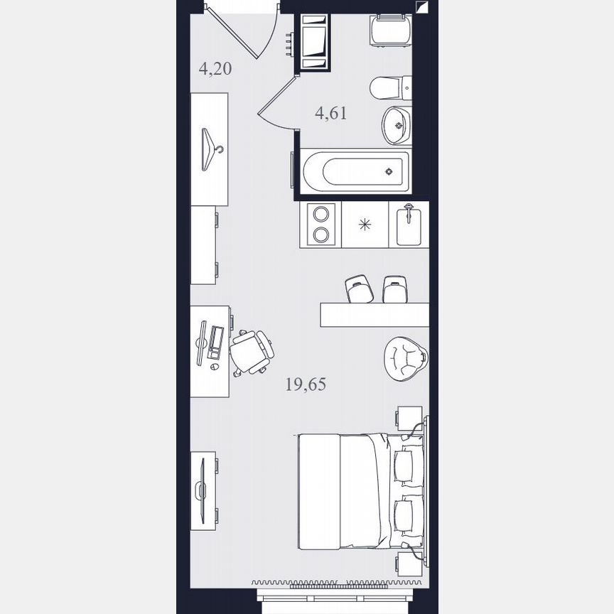 Апартаменты-студия, 28,5 м², 11/24 эт.