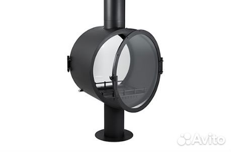 Центральный камин с двумя дверцами из металла