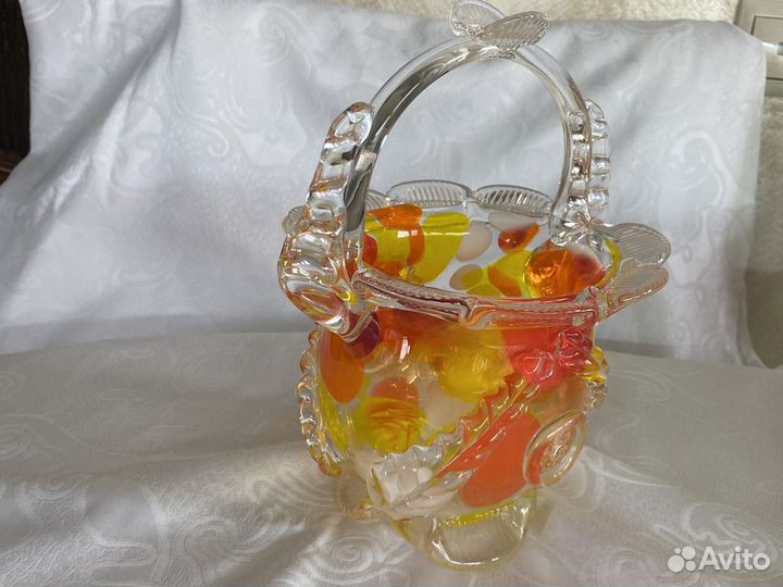 Ваза корзиночка из стекла