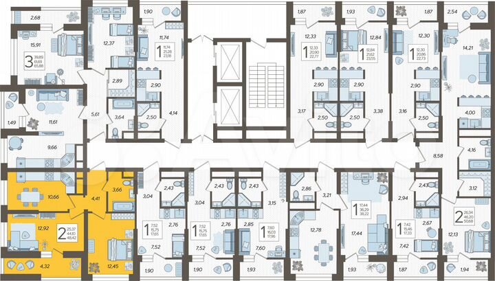 2-к. квартира, 48,4 м², 14/19 эт.