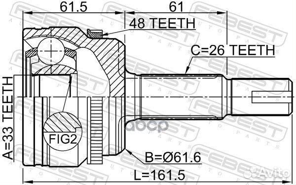 ШРУС наружный 33X61.6X26 toyota camry/hybrid AC