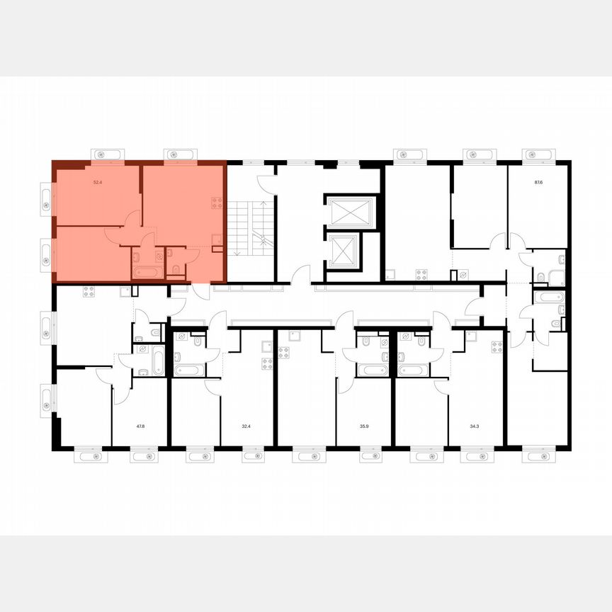 2-к. квартира, 52,4 м², 14/15 эт.
