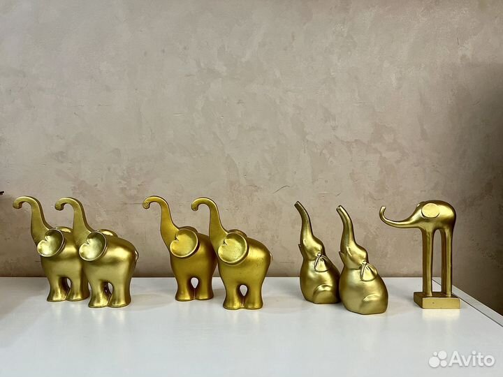 Золотые слоники сувенир, статуэтка
