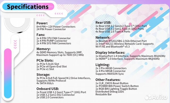 B760m iCraft Cross DDR5 белая материнская плата с