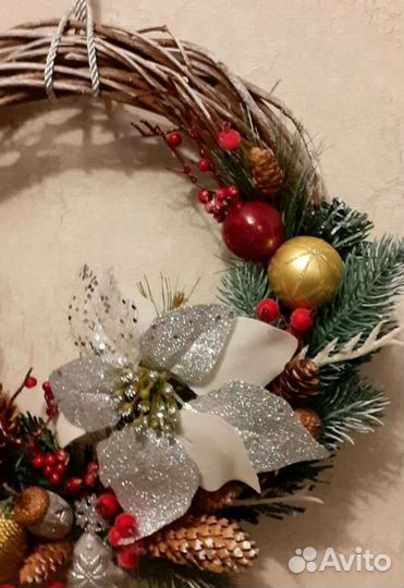 Новогодний венок ручной работы