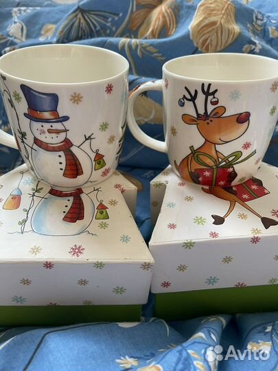 Кружка новогодняя фарфор олень снеговик 300мл