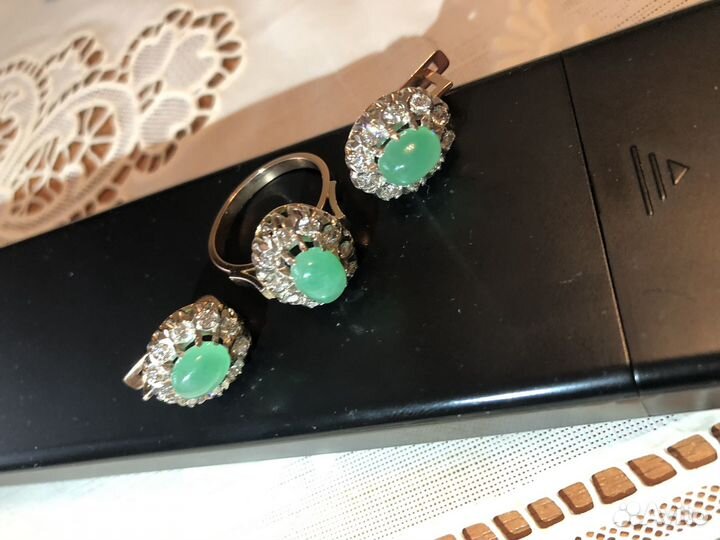 Комплект с бриллиантами 585 пробы