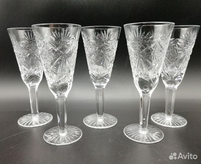 Хрустальные рюмки набор 5 шт / 60 мл хрусталь