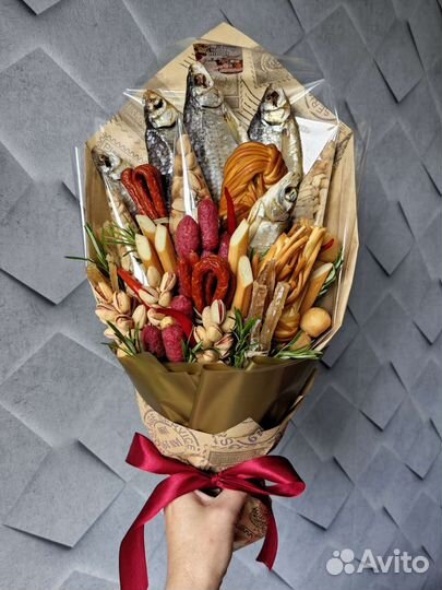 Мужские букеты съедобные, букет с рыбой