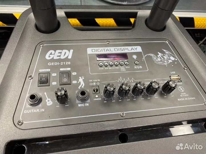 Супер мощная колонка 1200вт 2 unf микрофона 120см