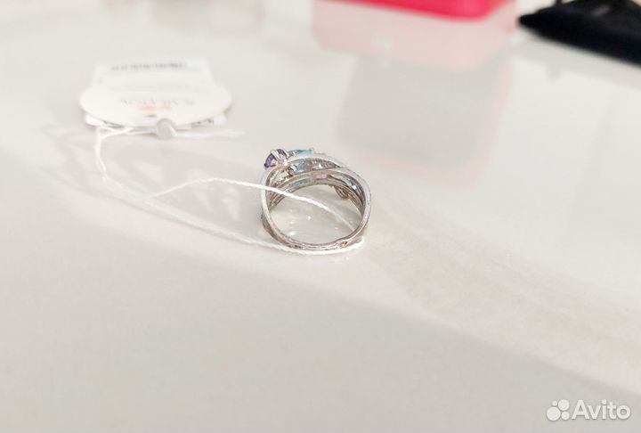 Kольцo Кapатов серебро с топазами и аметистами 16