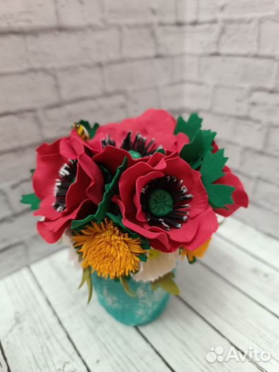 Чашка с цветами ручной работы