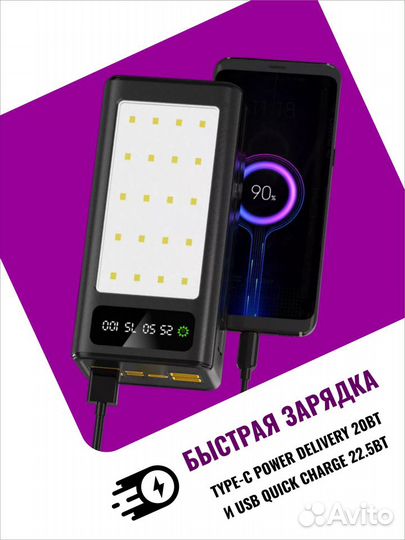 Внешний аккумулятор повербанк 30000 mAh