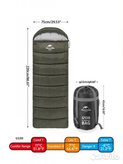 Спальный мешок Naturehike LW180 и U150