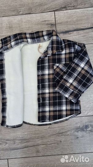 Теплая рубашка в клетку для мальчика
