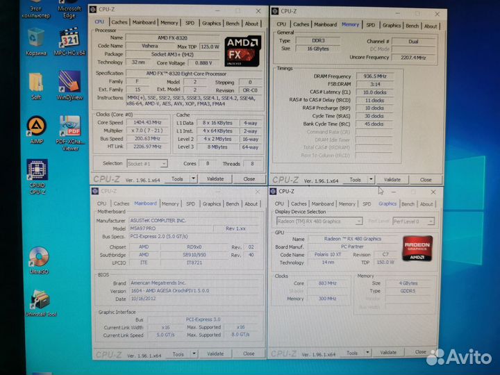 Материнская плата asus m5a97 pro, Fx 8320, 16гб