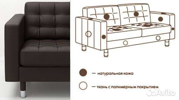 Кожаный диван IKEA бу