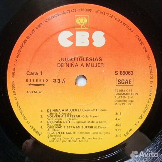 Julio Iglesias De Nina A Mujer lp