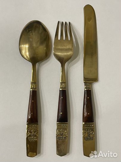 Бронзовый столовый набор ложка вилка нож Будда