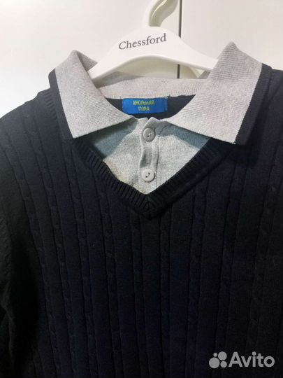 Школьный трикотажный джемпер жакет р. 146