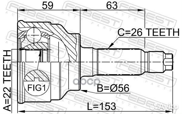 ШРУС наружный 22x56x26 (mazda 323 BA 1994-1998)