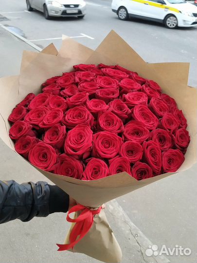 Розы 51 штука 60 см бесплатная доставка