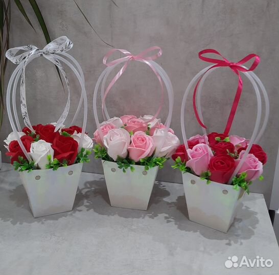 Букеты роз из мыла