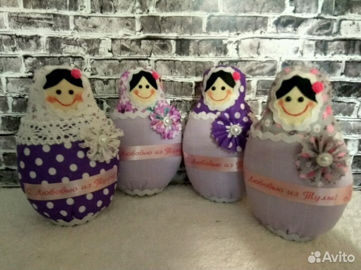 Матрешки текстильные сувенирные