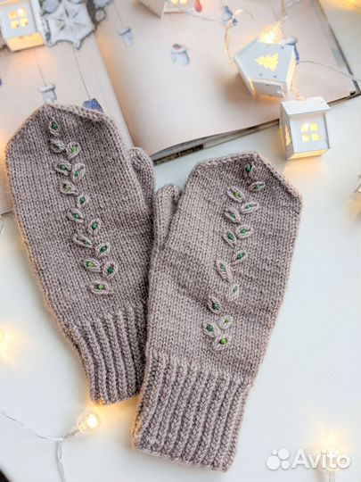 Варежки вязаные ручная работа