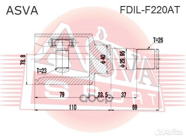 ШРУС внутренний перед лев fdilf220AT asva