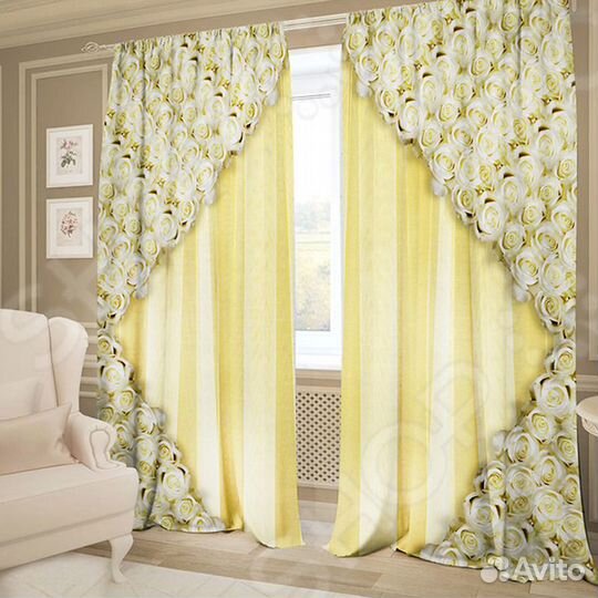 Фотошторы «Золотое искушение», 2шт, новые