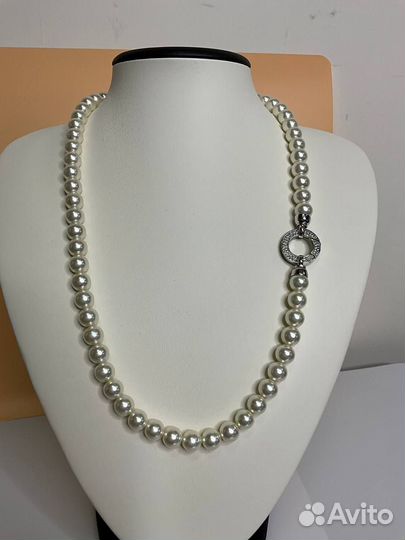 Бусы жемчуг Майорка и серьги пусеты, серебро 925