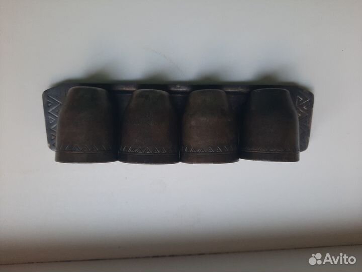 Набор коньячных стопок на подносе из мельхиора