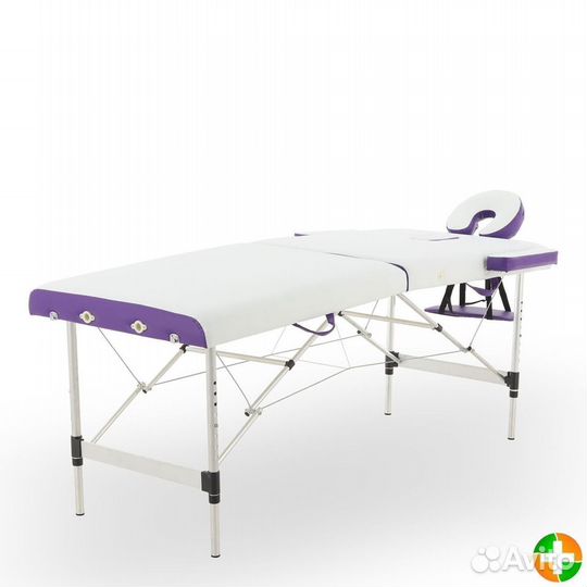 Массажный стол JF-AY01A 2 секции, бело-фиолетовый