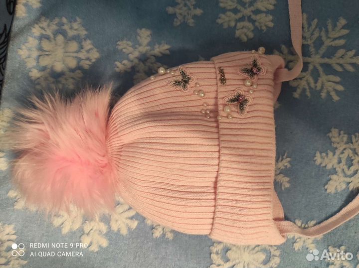 Шапка зимняя и шарф для девочки 48 50