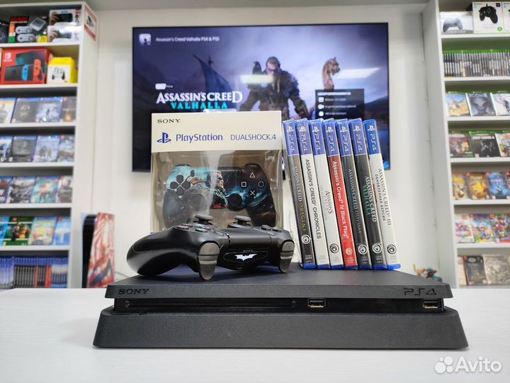 Sony PS4 Slim 114 игр и 2 геймпада