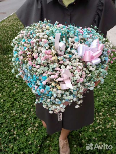 Букет цветов, композиция, живые, гипсофила