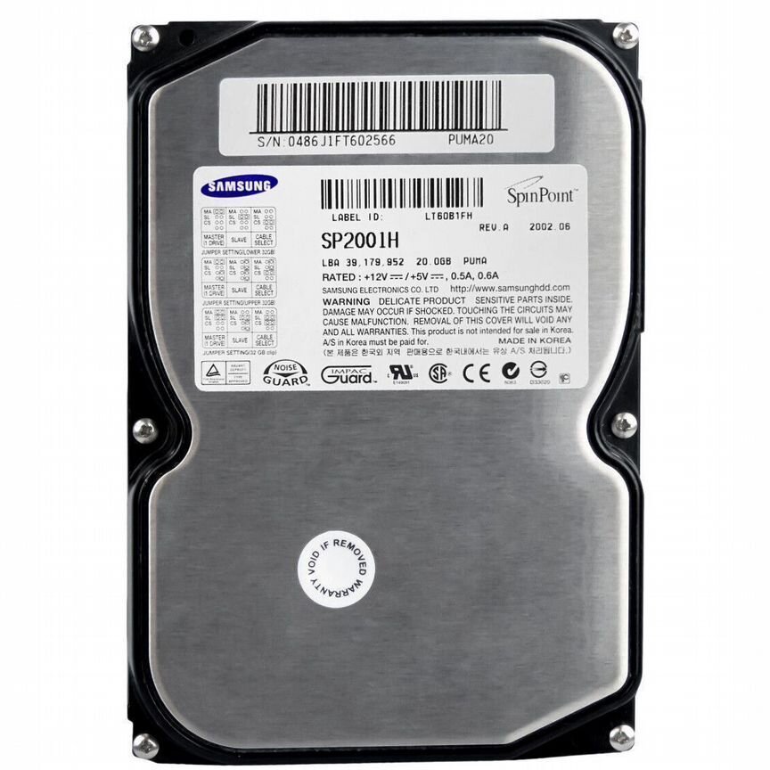 [SP2001H] Жесткий Диск Samsung 20gb Sp20a1h Ide 3.5" Sp2001h