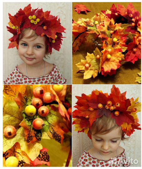 Венок на голову из осенних листьев