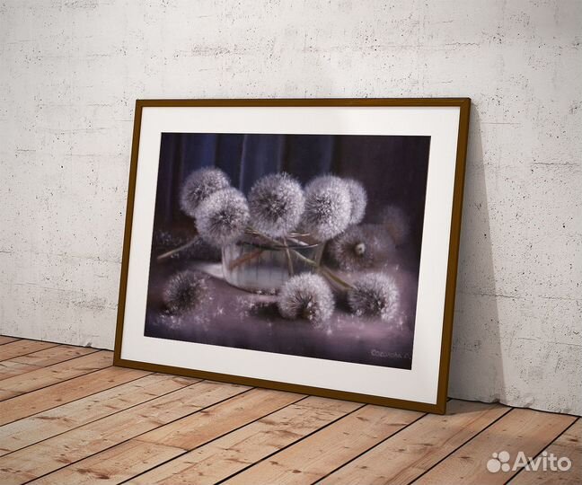 Картина маслом на холсте цветы Одуванчики на заказ