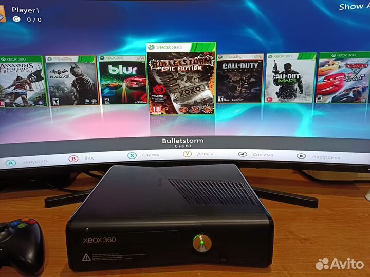 Xbox 360S 500Gb FreeBoot 80 Игр Геймпад
